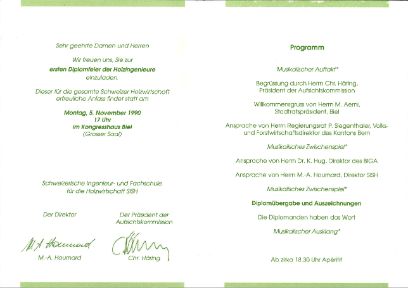Einladung zur Diplomfeier 1990