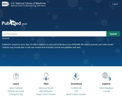 Darstellung Homepage Pubmed