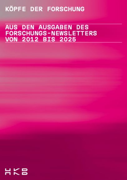 Titelblatt der Broschüre «Köpfe der Forschung» in verschiedenen Violetttönen