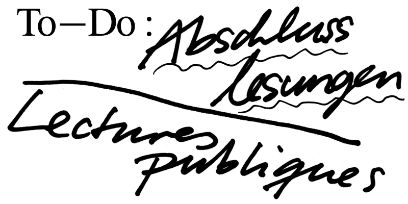 Grafik zur Diplomveranstaltung «Abschlusslesung» des SLI. Schwarze Handschrift auf weissem Hintergrund.