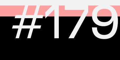 Auf dem Design ist die Zahl 179 in weisser Farbe auf einem unten schwarzen und oben roten Hintergrund zu sehen.