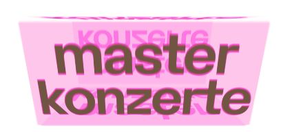 Visual im Design der diesjährigen Diplomkampagne in pinker Farbe mit brauner und kleingeschriebenen Aufschrift "master konzerte"