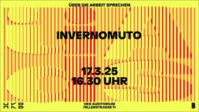 Symbolbild: Zitronengelber Hintergrund mit schwarzer Schrift «Invernomuto 17.3.25 16.30 Uhr»