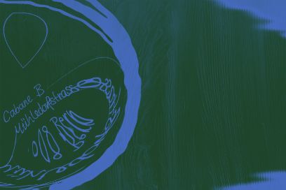 Ausschnitt Plakat CabaneB in den Farben Grün und Blau