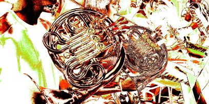 Symbolbild für die Veranstaltung «HKB Horntage» in verschiedenen Gelb- und Rottönen sowie Weiss und Schwarz