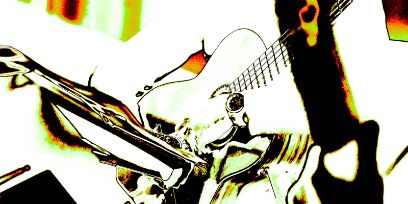 Symbolic image for the event ‘Examining microtonal practices’ in various shades of yellow and red and black