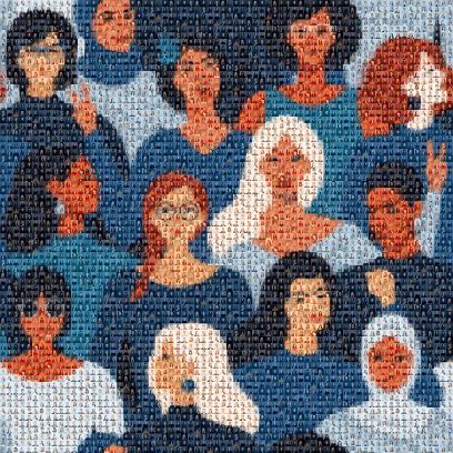 Mosaik zum Weltfrauentag aus Fotos von Mitarbeiterinnen der BFH Wirtschaft