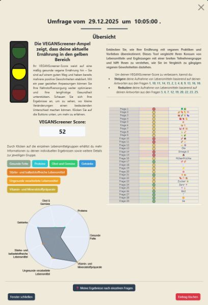Übersicht VEGANScreener