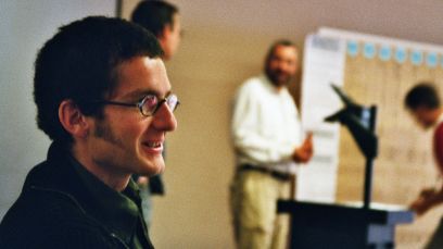 Circa 2003. In the background is his International Agriculture colleague Hugo Cecchini. “I really enjoyed working with him,” Ambassador Messerli said.