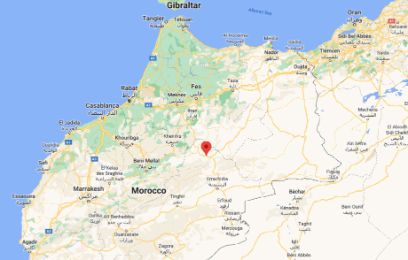 The location (marked) of the project in the Midelt region of Morocco.