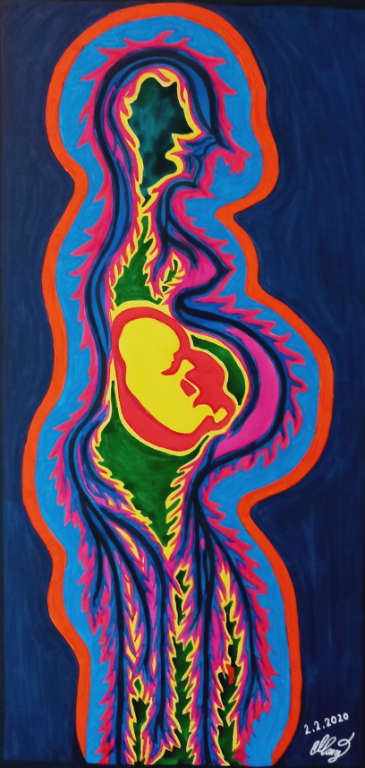 Bild einer Schwangeren gemalt von einer Intervieten im NFP 76