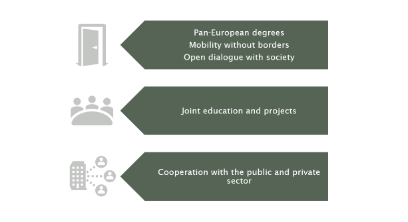 This infogram shows the objectives of the pioneer alliance.