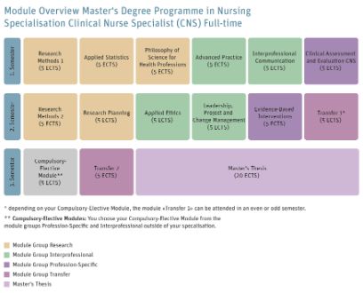 Master-Studium Pflege - Modulübersicht Vertiefung Pflegeexpertise APN mit Fokus Clinical Nurse Specialist (CNS) - Vollzeit