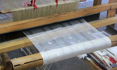 Traditional hand loom, for weaving traditional textiles in Romania.
