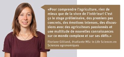 Stage préliminaire MSc en Sciences agronomiques Testimonial Floriane Gilliand
