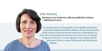 Julia Herzberg - Absolventin des Fachkurses Wissenschaftliches Arbeiten - Reflektierte Praxis