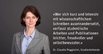 Portraitbild und Statement von Studienleiterin Dr. Claudia Poggiolini