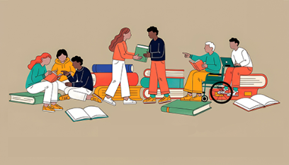 Mehrere Menschen, die einander helfen.