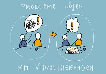 Visualisiertes Bild von zwei Personen, die diskutieren und eine Lösung suchen