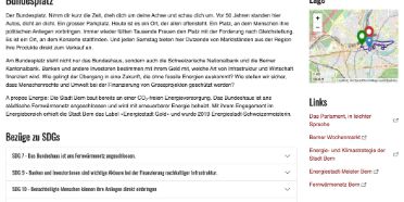 Die Webseite gibt Informationen zu nachhaltiger Entwicklung.