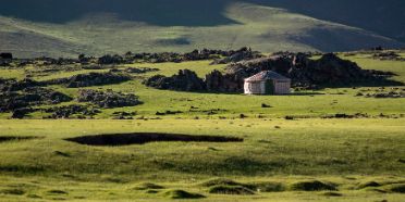 Mongolian landscape with yurt